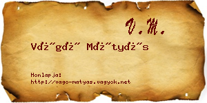 Vágó Mátyás névjegykártya